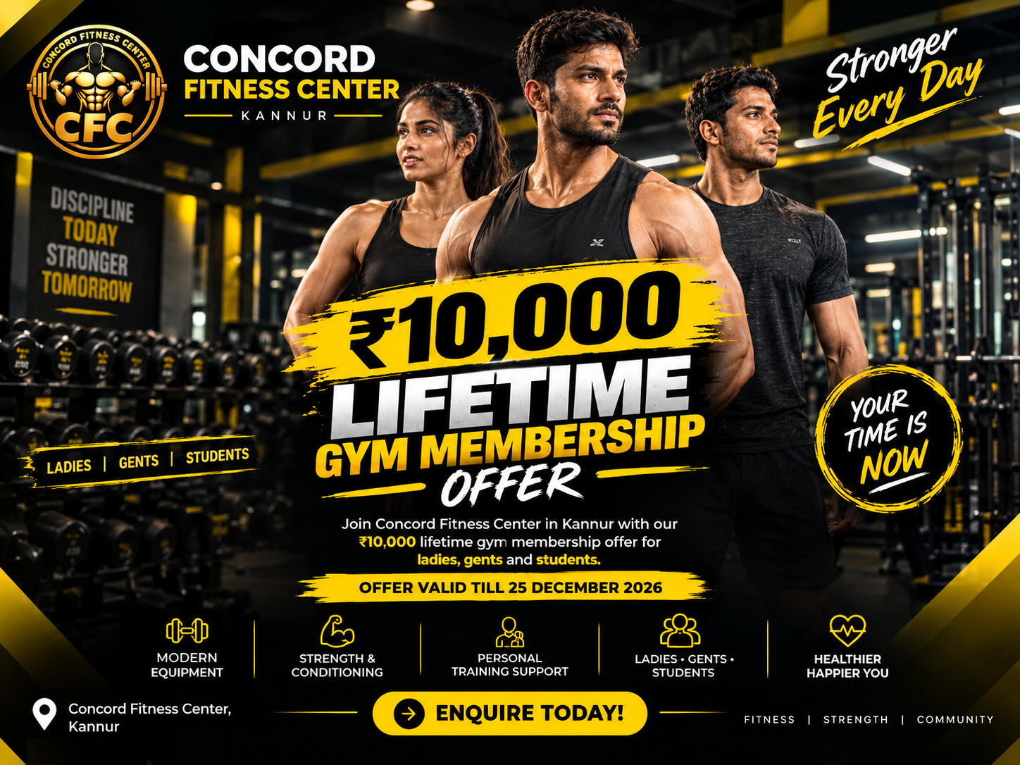 Concord Fitness Center ₹10,000 Lifetime Membership Offer